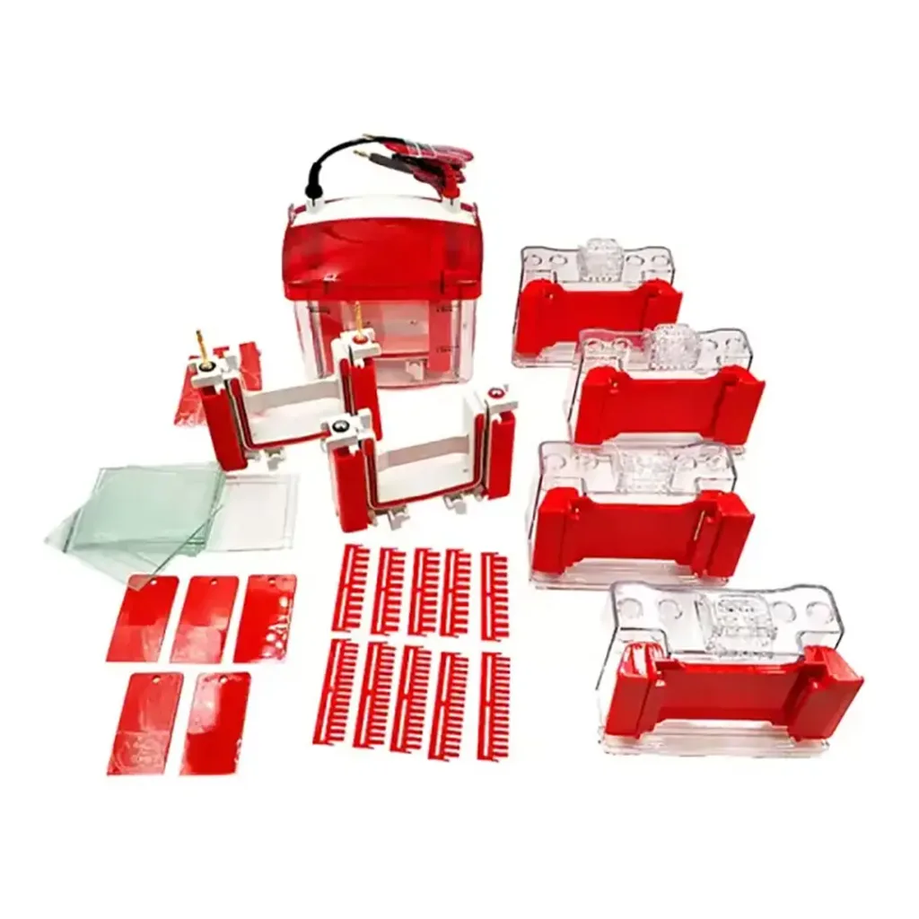 wix easypro2 mini gel electrophoresis system with vertical electrophoresis cell, glass plates, combs, and gel casting accessories